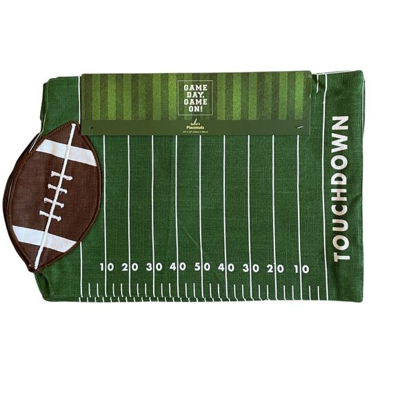 Fall Football TOUCHDOWN Placemats 13x19 Game Day Football Field Set of 4 New - Picture 8 of 9